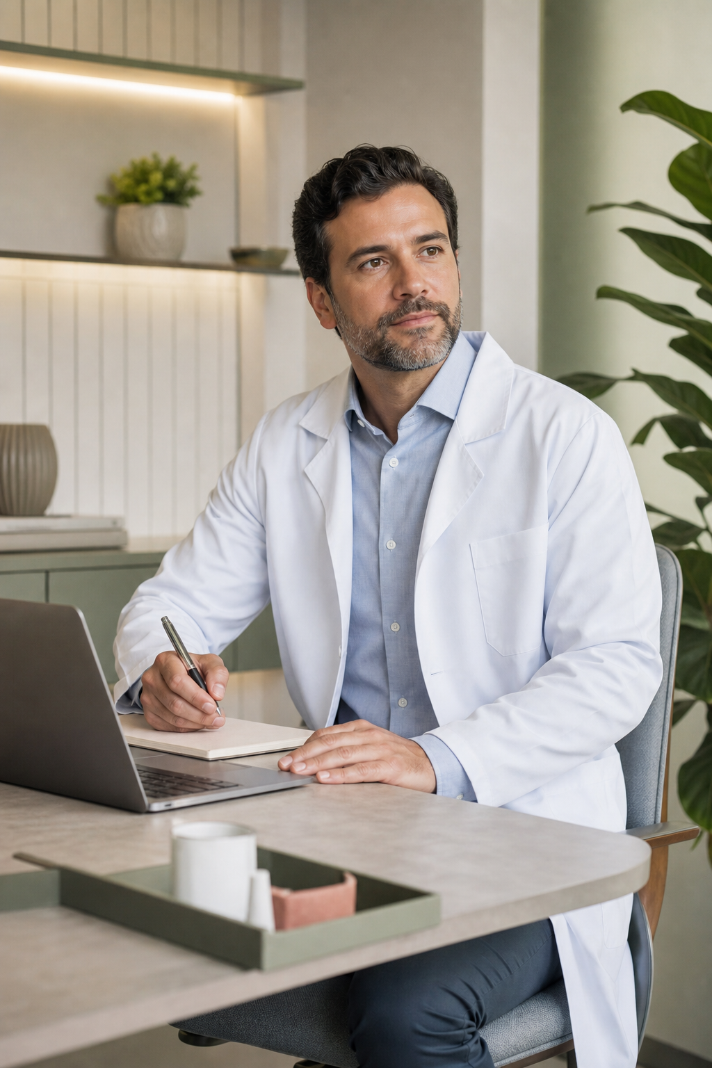 Médico trabalhando na gestão da própria empresa